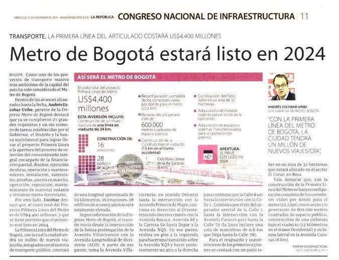 MetroBogota's tweet image. Primera Línea del Metro de @Bogota lista en 2024. #FelizMiércoles #NuestroMetroAvanza🚇 #15CongresoInfra