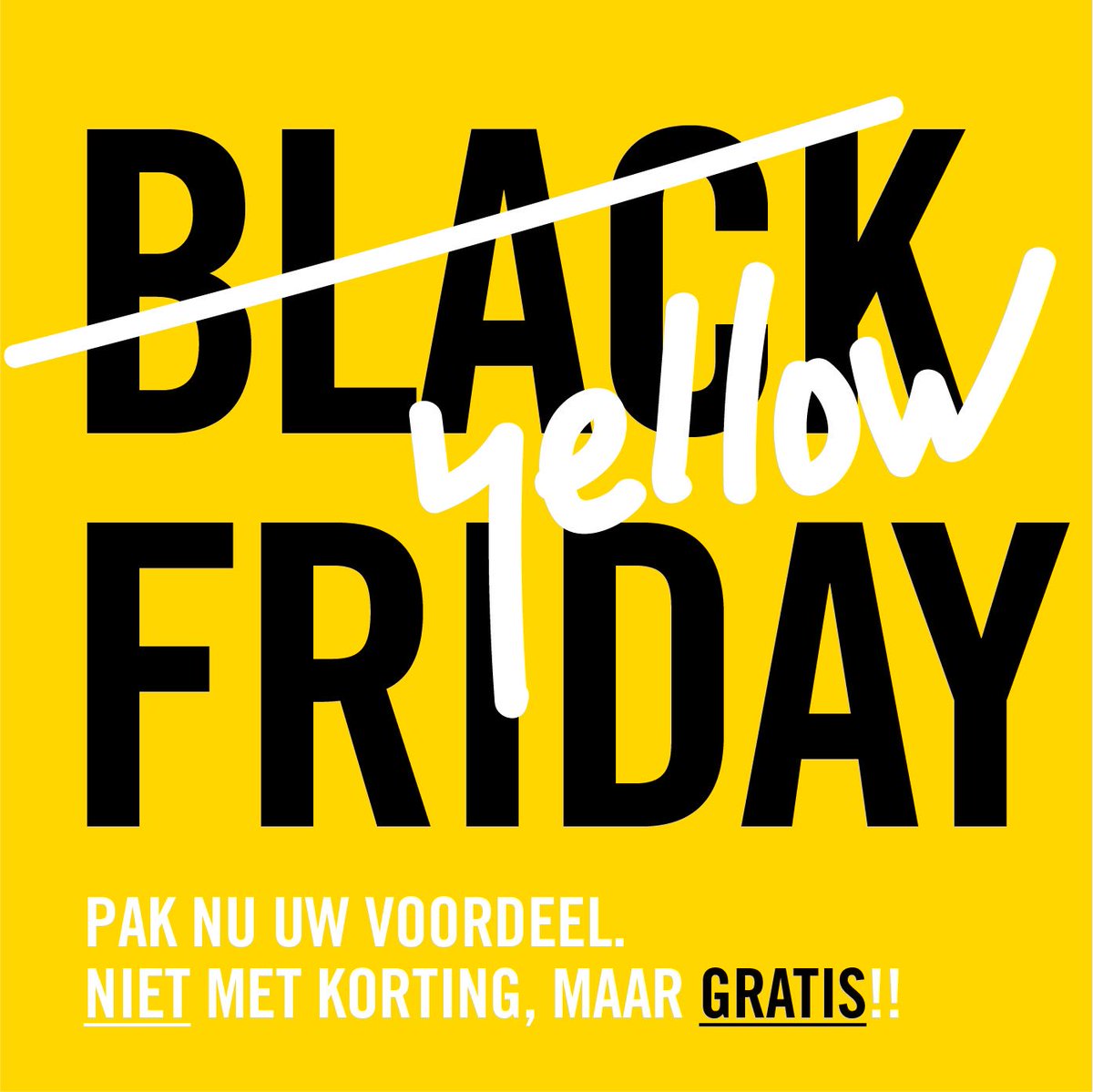 Yes, we make it YELLOW FRIDAY! Dat betekent ‘voordeel pakken’. Stuur vrijdag een e-mail naar yellowfriday@yellow-agency.nl, dan bieden wij je een gratis brainstormsessie aan met onze marketingexperts. Make it your day! #yellowfriday #blackfriday