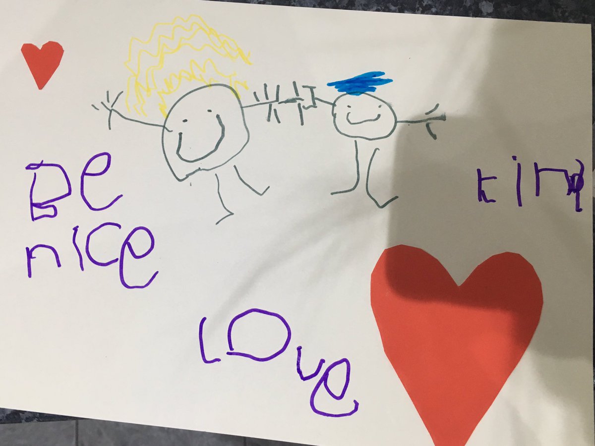 Ireland30L's tweet photo. @Pink @AmericaFerrera @aliciakeys My 4 year old Daughters Anti-Bullying poster for School. The one on the left looks like Trump!! 😂 Maybe he could learn something 😏 #uk #bekind https://t.co/lNEmOOo8Je