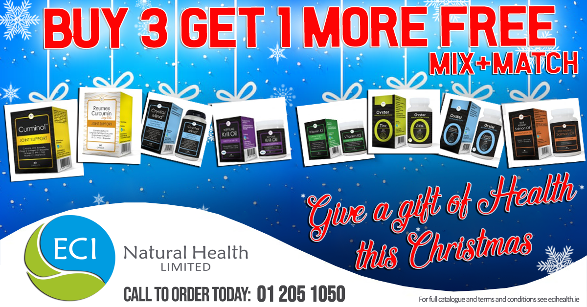 ECIHealth's tweet photo. Looking for healthy Christmas gifts? 🙌🌲 Get 1 FREE product of your choice when you purchase 3 from our catalogue! PICK+MIX from our full range including our bestsellers, joint support, brain health, Irish organic Zinc/Calcium &amp; more!! Link: https://t.co/2Sz1CQ0ceO https://t.co/nUEhI7P8yV