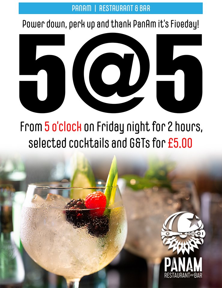Here's some #WednesdayWisdom for you...

Get your plans in place for our 5@5 this Friday! 🍹🍸

#PanAm
#AlbertDock
#Liverpool
#FiveAtFive
@EchoArena