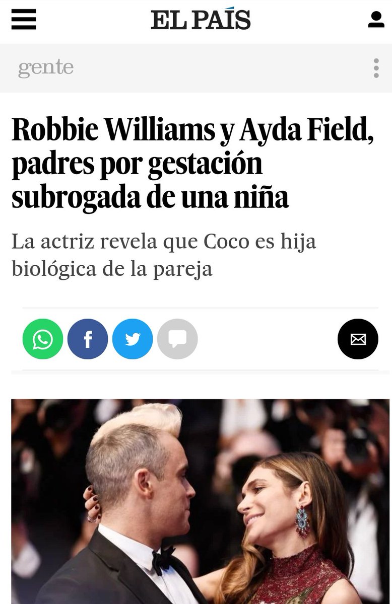Robbie Williams y Ayda Field han sido padres por gestación subrogada de una niña. #GestaciónsSubrogada #GestaciónPorSustitución