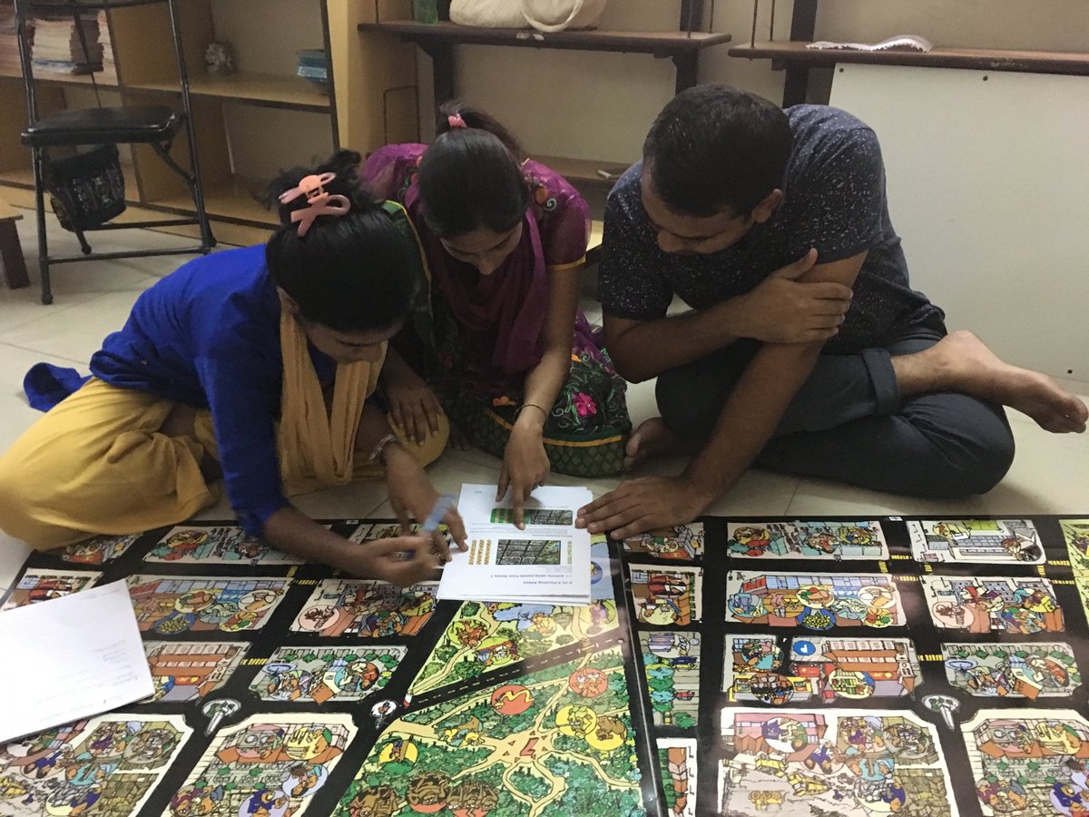 joke_verreth's tweet image. The team of #EkTara inventing new games with the @mobileschool Street Business Toolkit panels during the follow-up training in Kolkata, India.