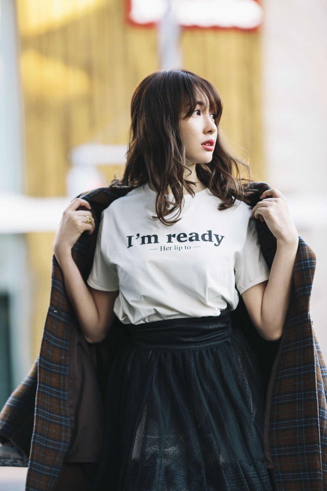 新品タグ付】Her lip to ダウン コート チェック こじはる 小嶋陽菜
