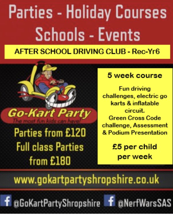gopartyshrops's tweet photo. Do you want an After School Driving Club at your school?
Using Exciting &amp; Unique Activities to Engage all children in Reception to Year 6. 
Focussing on Team Work, Road Awareness &amp; Safety
Get in touch to book your 5 week Primary Driving School. https://t.co/n93OpRKZBy