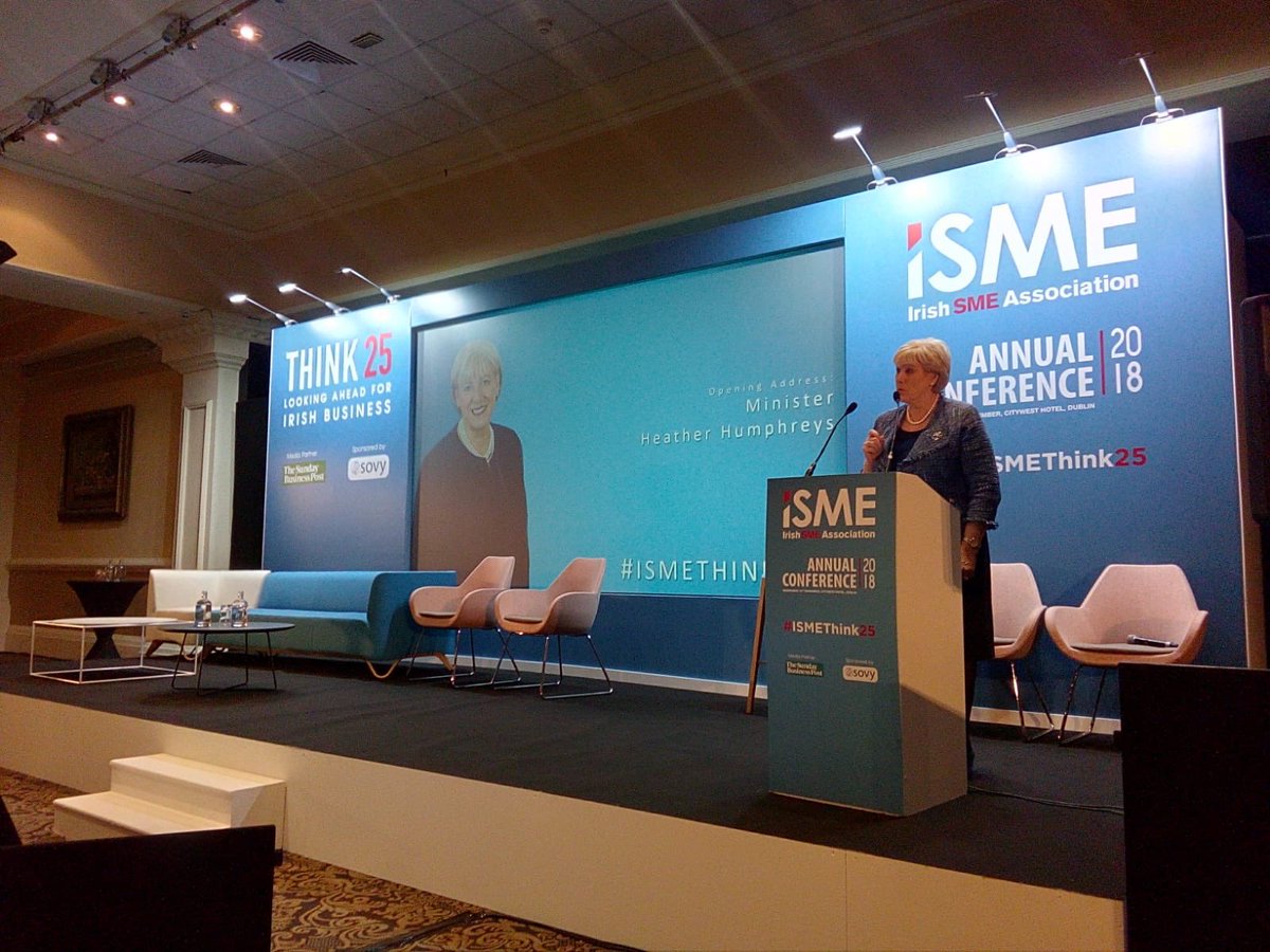 SkillnetIreland's tweet image. "We need to embed resilience in the economy." Heather Humphreys, Minister for Business, Enterprise and Innovation speaking at @isme_ie Annual Conference. #ISMEthink25