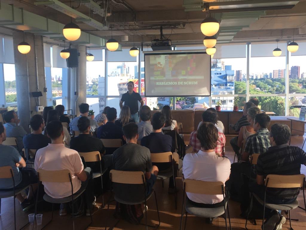 RSorron's tweet photo. Cuando los equipos adoptan #Scrum pueden hacer el doble de trabajo en la mitad del tiempo, prestando servicios o entregando productos de mayor calidad a los clientes… y ser más felices!  Excelente presentación de @riverakaizen de #BambooConsulting en @WeWorkAR #agile #scrum https://t.co/mmlkt2DSAe