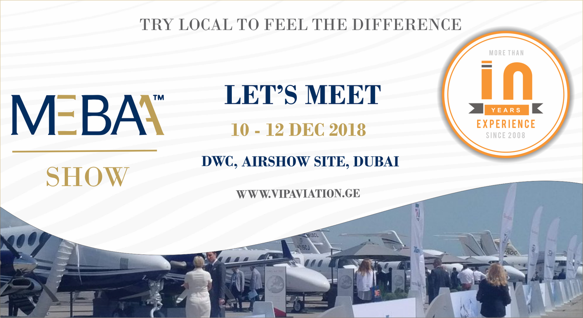 VIPAviationGHC's tweet photo. 🔶 On 10-12 DEC, VIP Aviation will be attend the Middle East's leading business aviation exhibition - MEBAA SHOW 2018 in DUBAI.

💼 We will be glad to meet you and discuss our cooperation.

📌📝For arranging a meeting please contact: marketing@vipaviation.ge 📮 https://t.co/r76DIIuq8T
