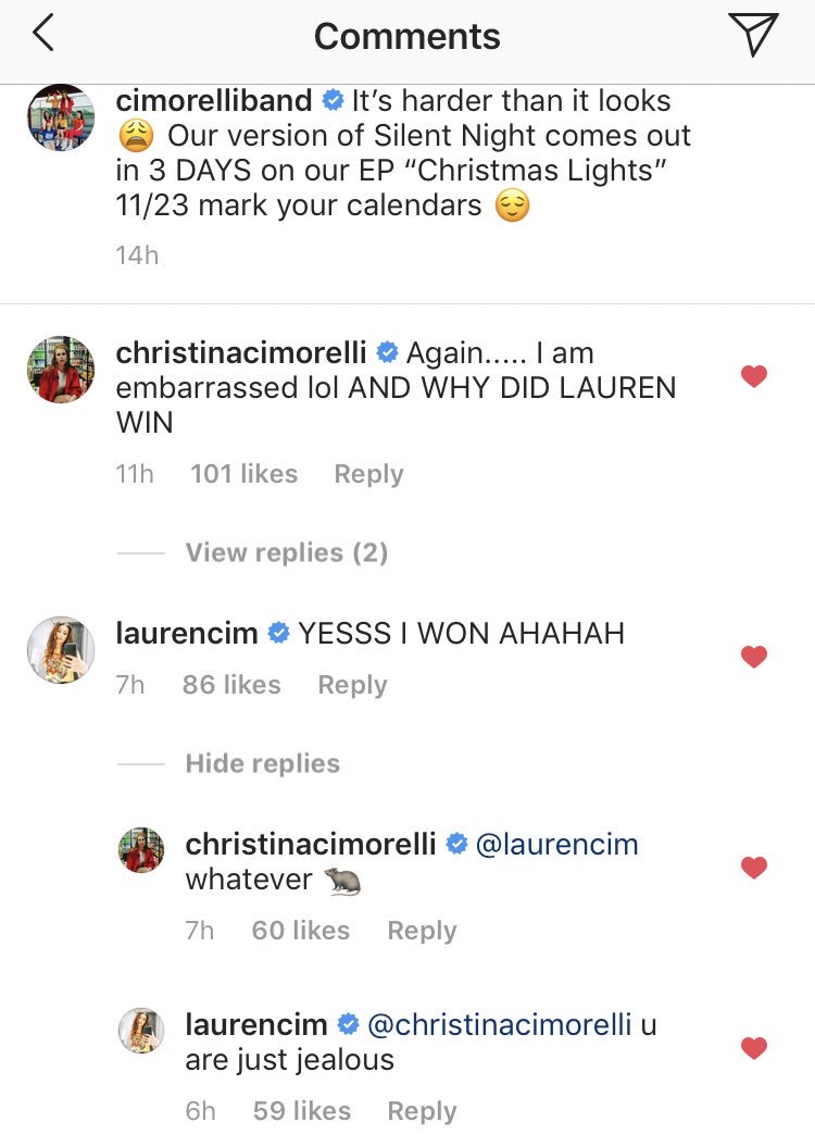 smile4cimorelli's tweet image. hahaha this made me laugh. tbh lauren went so hard she definitely won lol I love you guys @LaurenCimorelli @ChristinaCIM 😂💜