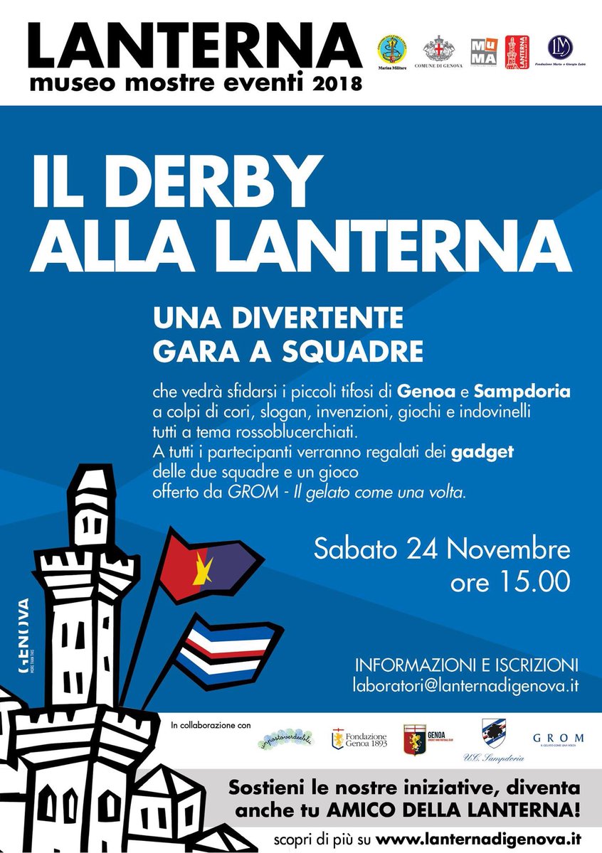unpostoverdeblu's tweet photo. Un assaggio di Derby alla #lanternadigenova all’insegna del divertimento! Gadget delle squadre di calcio e un bellissimo gioco da tavolo in omaggio. In collaborazione con @sampdoria @foge1893 @GenoaCFC @Grom_gelato @LanternaGenova https://t.co/pxMu8dMtsS