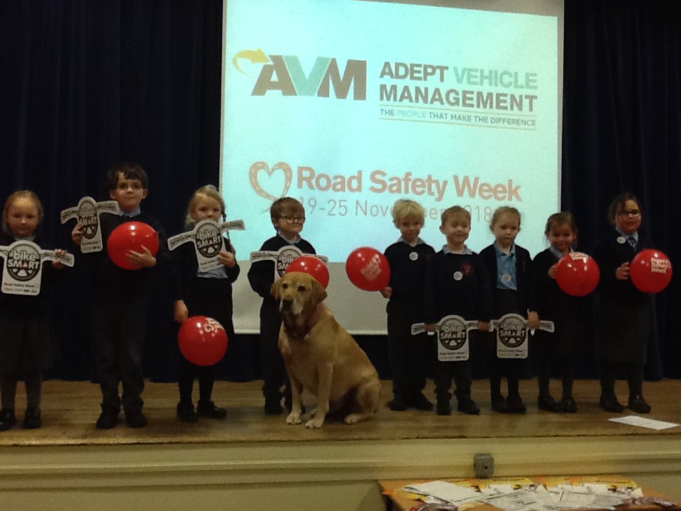 Today we have been visited by <a href="/AdeptVehicle/">Adept Vehicle Management</a> for an assembly on Road Safety. Thanks to Mark, Marley and the Team! #RoadSafetyWeek2018 #AdeptVehicleManagement