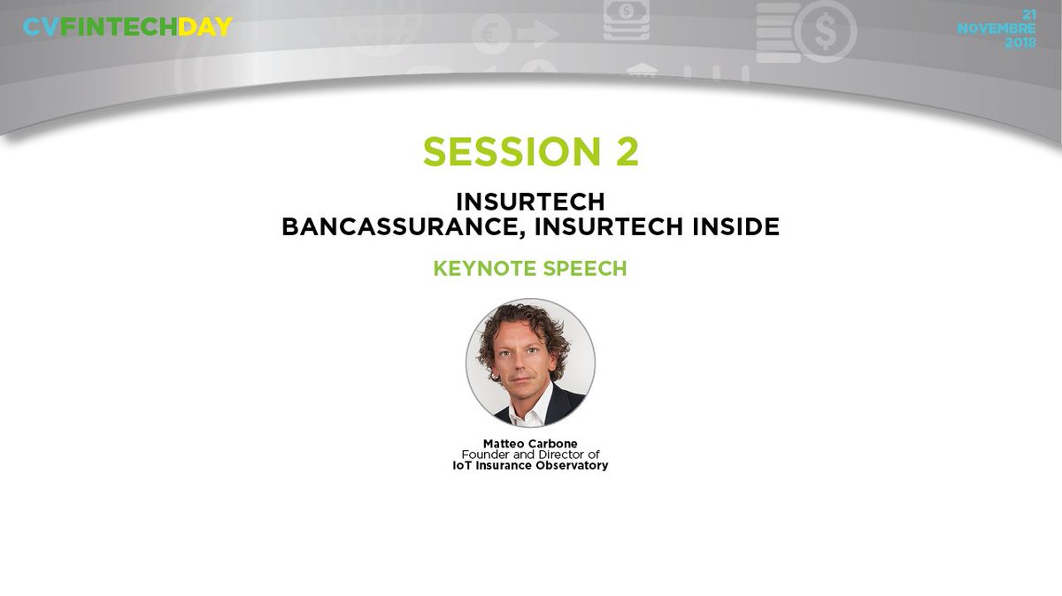 CreditVillageCV's tweet photo. #CvFinTechDay SESSION 2 Matteo Carbone @MCins_ Founder and Director IOT INSURANCE OBSERVATORY sul palco per il suo intervento #InsurTech #Bancassurance #FinTech https://t.co/tG7ap3QwIn