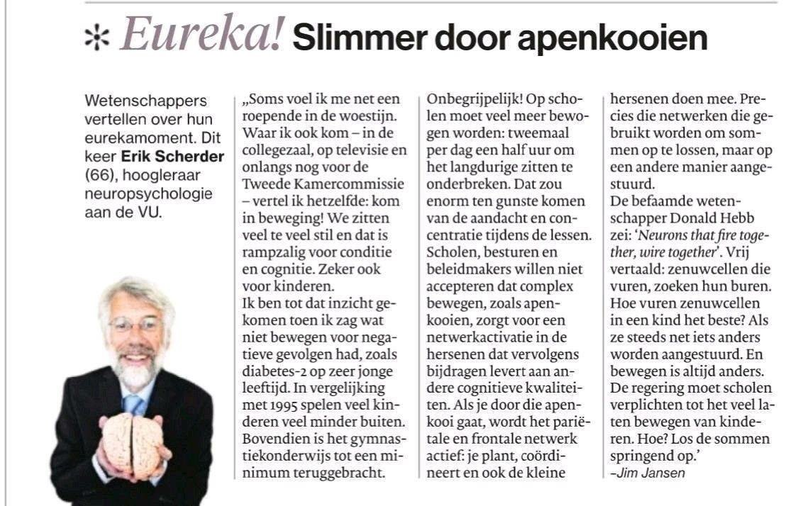 Bewegen is ontzettend belangrijk, daar kunnen we het natuurlijk alleen maar mee eens zijn! Erik Scherder legt in dit artikel uit wat gymnastiek doet met de hersenen van kinderen. #beweegmee