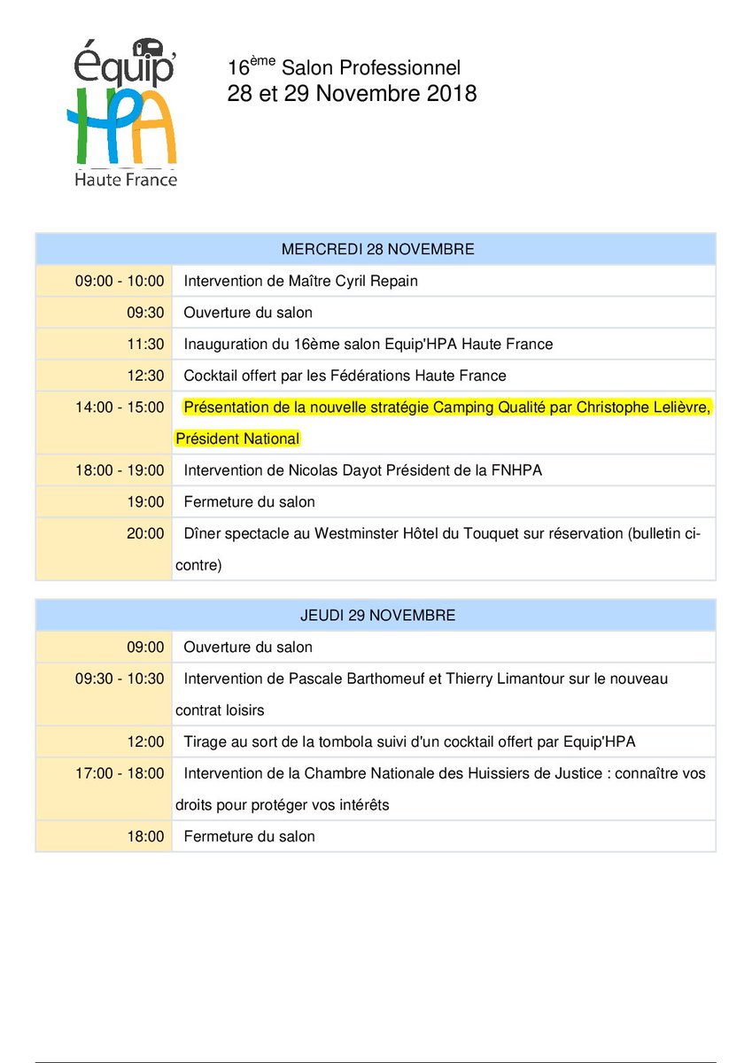 CampingQualite's tweet photo. 🏕️👌#Touquet J-7 : Découvrez le #label #qualité officiel des #camping français sur le #Salon #EquipHPA ! ☕️ RDV stand n°48 avec Carine et Karine !

🗓️Présentation de la nouvelle #stratégie par notre nouveau Président Christophe Lelièvre le 28/11 à 14h00

#TeamHPA #campingqualité https://t.co/jEVG9Vu0Vn