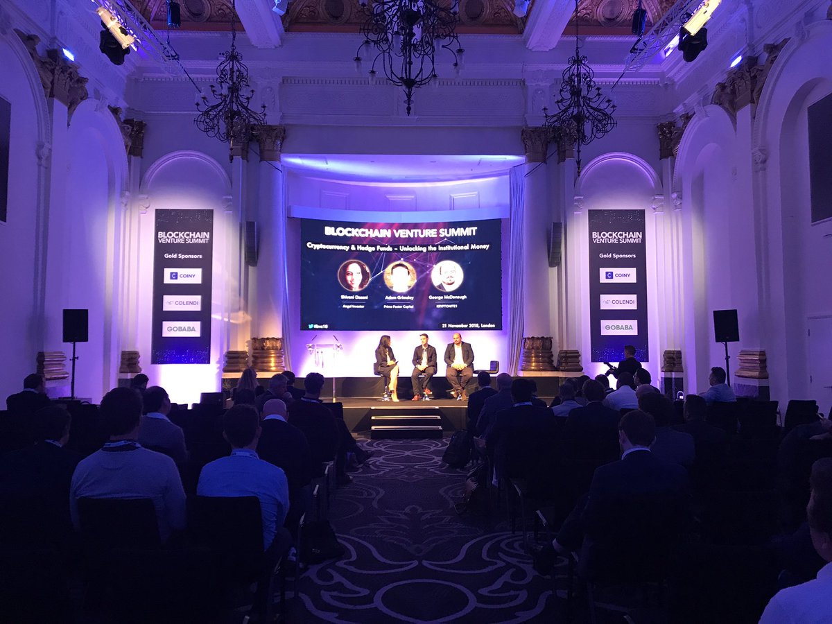 BVentureSummit's tweet photo. First panel at #bvslondon18 stage: Shivani Dasani, Adam Grimsley and  George McDonaughand will be talking about Cryptocurrency &amp; Hedge Funds – Unlocking the Institutional Money. https://t.co/BAiSl34uyr