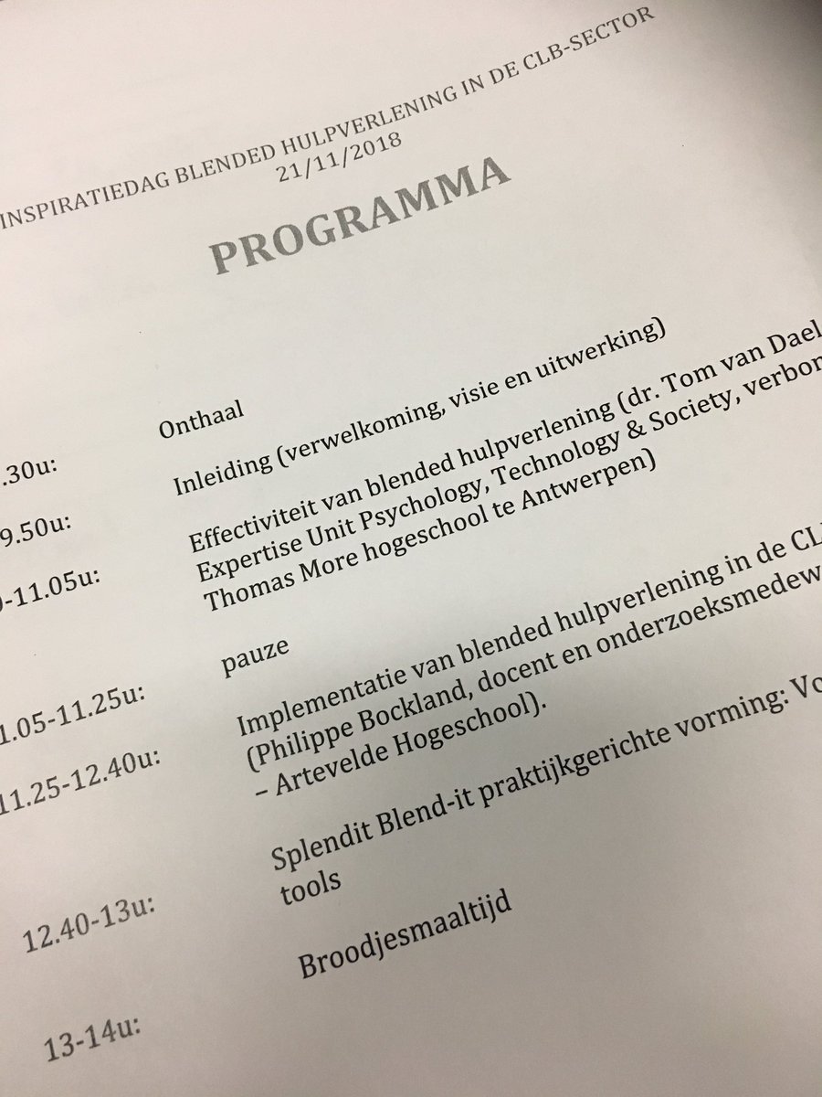 TomVanDaele's tweet photo. Inspiratiedag bij #CLB’s: mooi om te zien hoe deze sector enthousiast is om doordacht blended hulp te implementeren. https://t.co/JT4O4djTfr