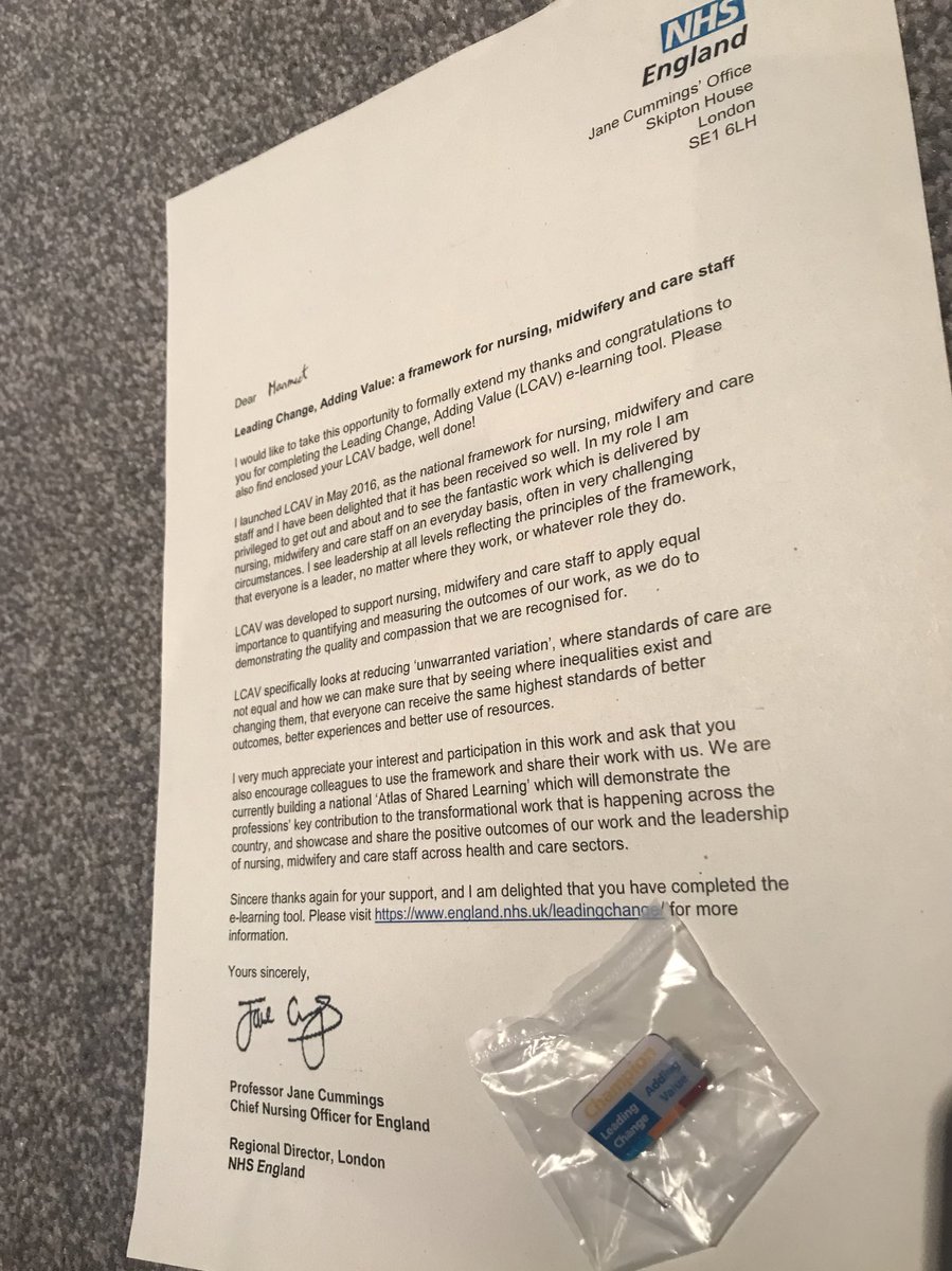 ManmeetKaur99's tweet photo. My letter & badge came for completing the #LCAV e-learning about reducing unwarranted variation by demonstrating quality & compassion. So important to continually develop & understand the need to push for change where inequality exists @6CsLive #leadingchangeaddingvalue https://t.co/4wjOi01muN