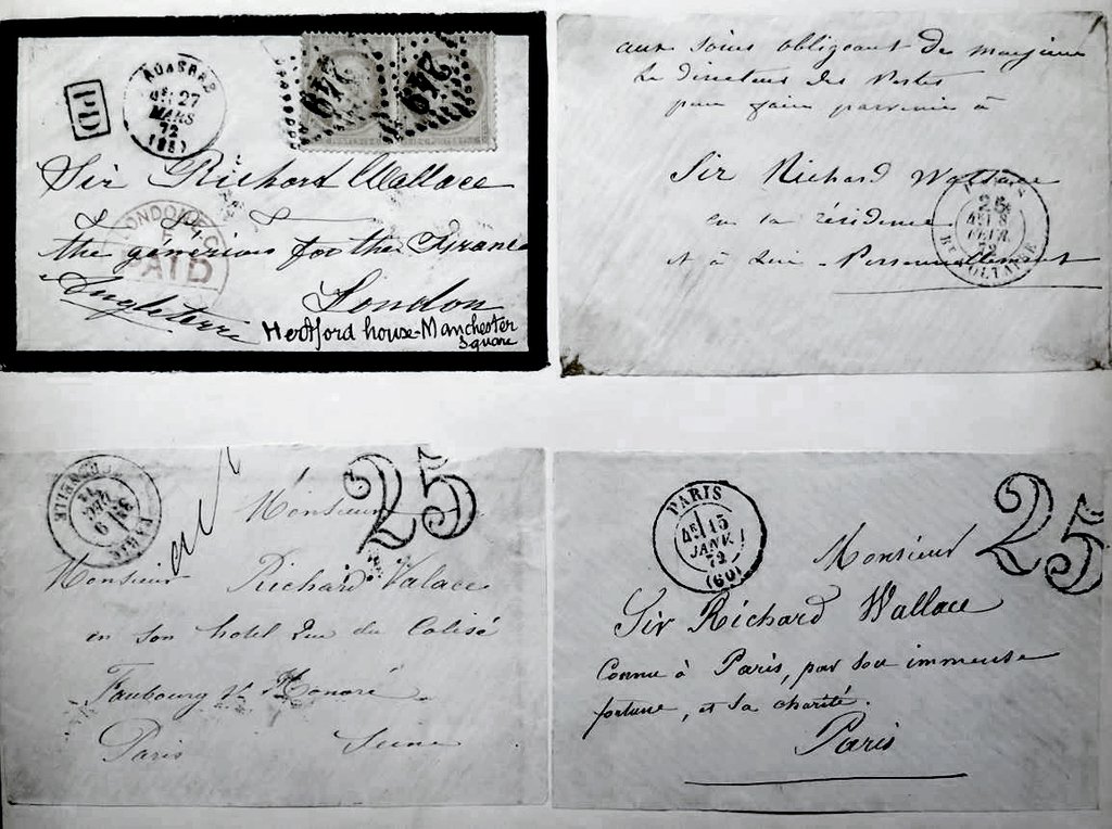 WallaceMuseum's tweet photo. Richard Wallace received lots of letters during the Paris Commune when he was known to give money and set up various charitable causes across the city, and the #WallaceLibrary still have the envelope which Wallace made into an album. #RW200 https://t.co/5GW2MhDATF