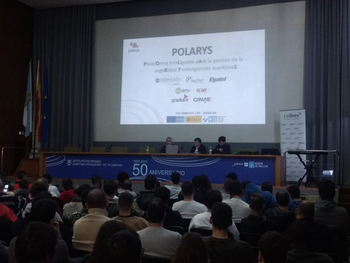 egatwitts's tweet photo. Mucha expectación para escuchar a @cellnextelocom y @egatwitts, en INSTITUTO Marítimo Pesqueiro do Atlántico de Vigo, hablar de @ProyectoPolarys y VDES.

Gracias @ManuelPozoF y  @ManuCellnex https://t.co/KifYb4AWPl