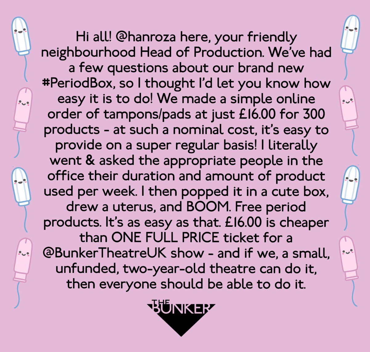 A message from Hannah and all of the team at The Bunker.