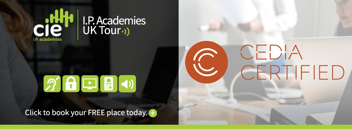 ciegroup's tweet photo. You can now earn @CEDIA CEU points by attending any of our #FREE I.P. training seminars in 2018/2019! Book your place today: https://t.co/bYy6uLHycp
#atvweeps #proav #howtoav #hometechproject #CEU https://t.co/yYjGzPG0ky