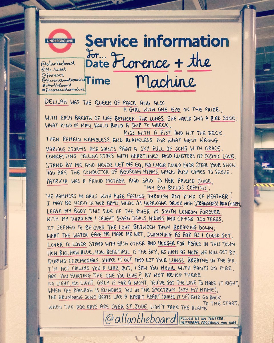 FATMFanClub's tweet photo. Florence + the Machine play their first night at the iconic O2 Arena in London tonight 

The London Underground is celebrating...

By @allontheboard https://t.co/GWixgGiU3d