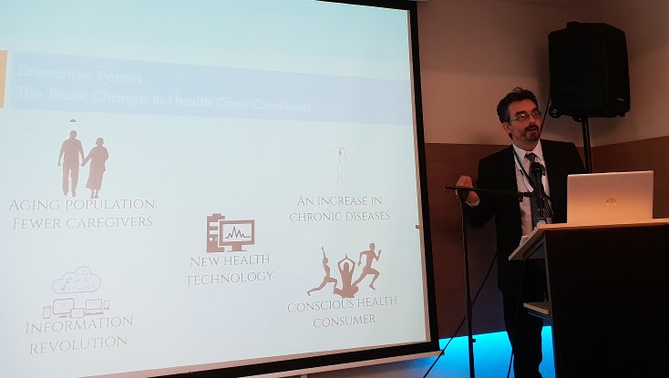 P. Garel from @euhospitals on the disruptive forces changing health care at <a href="/EURO_CAS/">EURO-CAS Project</a> final conference. #CASforEU #DigitalHealth #interoperability