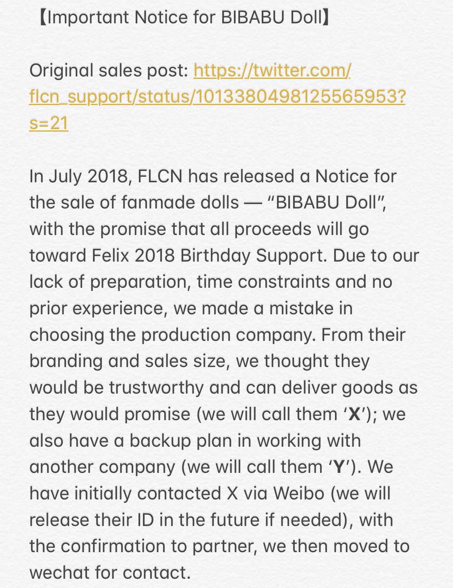 FLCN_Support's tweet photo. Important Notice for BIBABU Doll

Sorry for the wait, message me if you have any other questions. 

Original sales post: https://t.co/EkdcRfFJq9

#ForFelixBirthday2018 
#bibabu #比巴卜 https://t.co/34xTOc0WO0