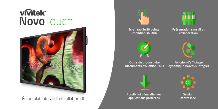 VivitekFrance's tweet photo. Il existe de nombreux écrans collaboratifs sur le marché, mais aucun d’eux ne vous impressionnera autant que #NovoTouch et toutes les possibilités qu'il offre. Plus d'information en cliquant sur l'infographie ci-dessous. https://t.co/fwYV965i83
