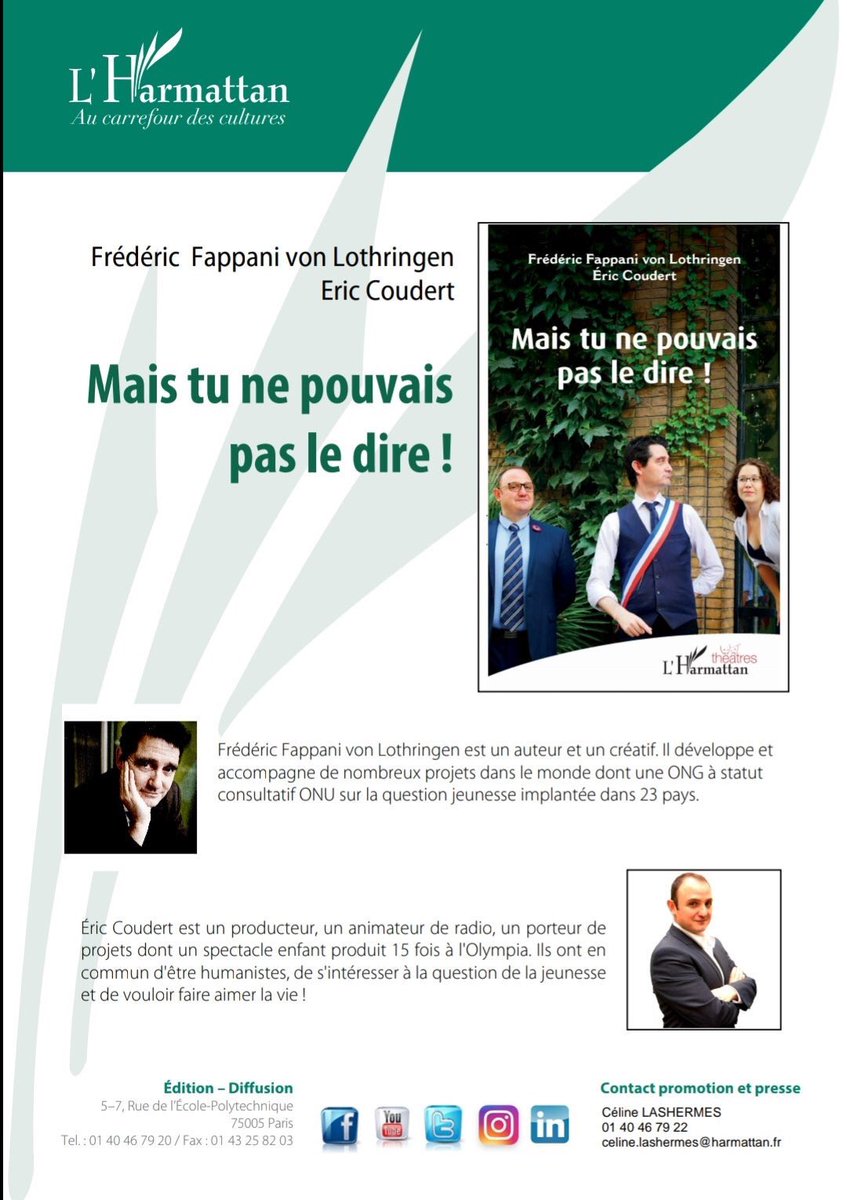 eric_coudert's tweet photo. #Livre : Se procurer notre comédie pour passer un bon moment ou pour offrir un cadeau dont on est sûr qu'il fera rire ... c'est ici ! => https://t.co/n7icKcd148… #Fappani #FappanivonLothringen #FredericFappani #ericcoudert https://t.co/LFj1NNrzlI