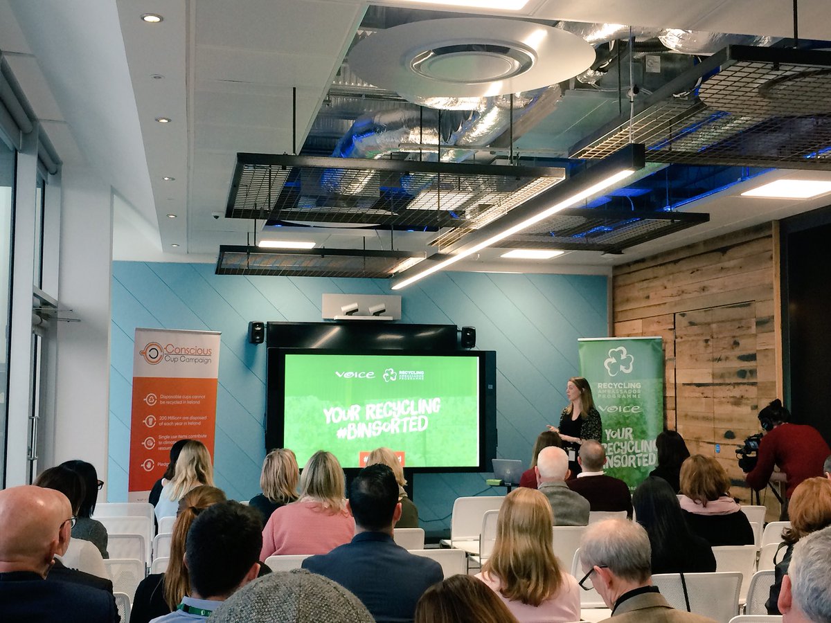 VOICE_Ireland's tweet photo. #RecyclingAmbassador Triona helping businesses at #SustainableBusiness event get their #recycling #binsorted @AccentureDock https://t.co/t9wohkqEAn