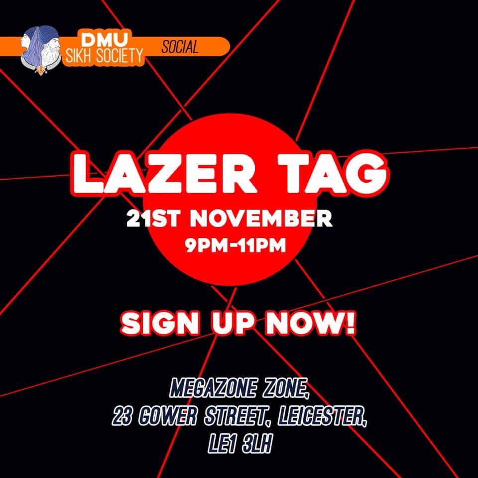 UOLSikhSoc's tweet photo. Come along with us tonight to lazer tag with DMU Sikh society! £12 per person and meet outside O2 Academy at 8pm as we've got a lock-in from 9pm-11pm! 😊 https://t.co/VDUWKzSQ9s