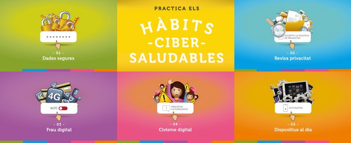 ConsorciAOC's tweet photo. Fas servir Internet amb seny? Si practiques els #hàbitsCibersaludables podrem gaudir d'una #InternetMesSegura. Recorda:
🔐#DadesSegures
🧐Revisa la #privacitat
🛒Compte amb el #frauDigital
🌈Practica el #civismeDigital
⚙️Manté els #dispositiusActualitzats
https://t.co/wXQIlc8xBD https://t.co/mZoinaKzIM