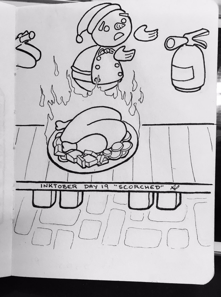 Gumption_Girl's tweet photo. Inktober 2018 Day 19 "Scorched"

This is the risk of cooking with flamethrowers 

#inktober #inktober2018 #InktoberDay19 #scorched #watercolours #overcooked #flamethrowers #turkey #snowman #team17 #ghosttowngames https://t.co/1dAjY9w2jU