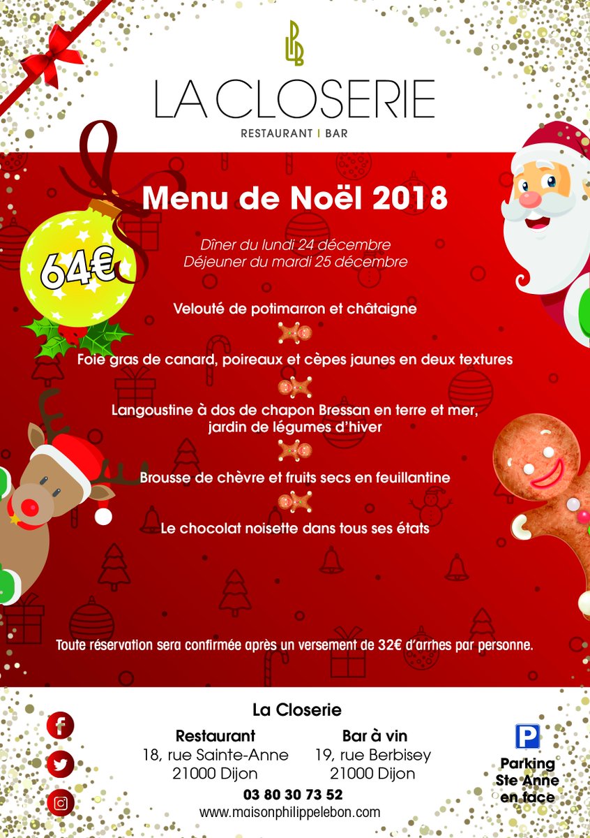 MaisonPLB's tweet photo. Découvrez nos menus confectionnés pour les fêtes de fin d'années ! 😉❄

Le menu de Noël 2018 / Le menu de la Saint-Sylvestre 2018 / Le menu du jour de l'An 2019 🍽😍

⚠ Appelez-nous  au 03 80 30 73 52 pour réserver ! ⚠ https://t.co/nvV0mfimne