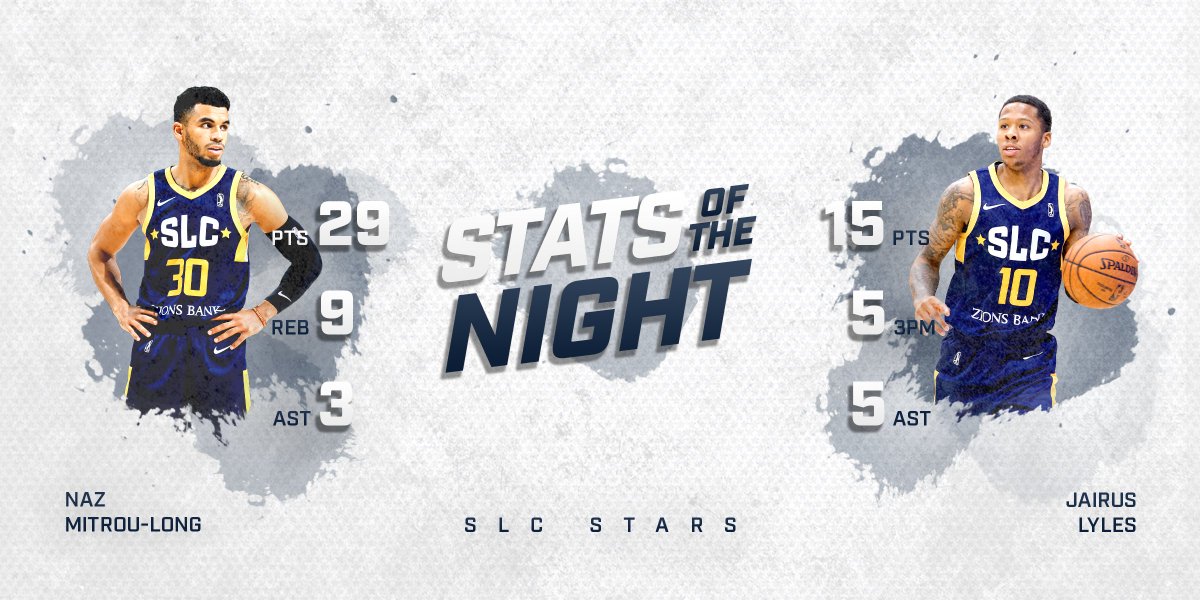 slcstars's tweet photo. .@NazzyJML and @_jlyles helped fuel the comeback last night. #StatsOfTheNight https://t.co/gHVD1K3iia