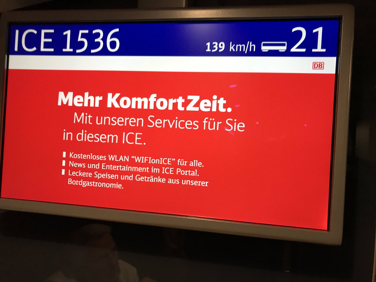 Tigeradler on Twitter "Die „KomfortZeit“ in ICE1536 WLAN bahndefekt, ICEPortal nicht