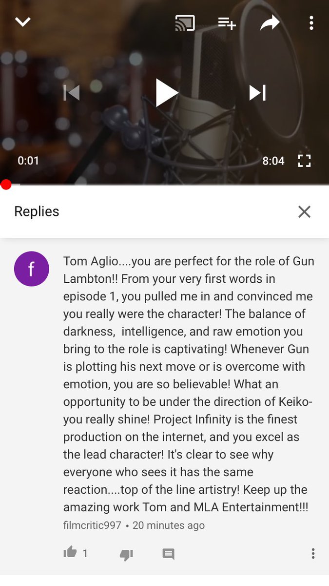 TomAglioVO's tweet image. It’s comments like this that remind me why I do what I do! #projectinfinity #webseries