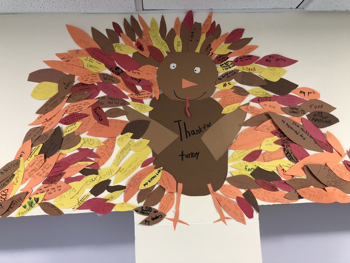 EllCenPBIS's tweet photo. A school wide Thankful Turkey to share about things and people we are thankful for! Happy Thanksgiving to all ❤️🧡🦃 #ellingcen https://t.co/ItQBRzYMoR
