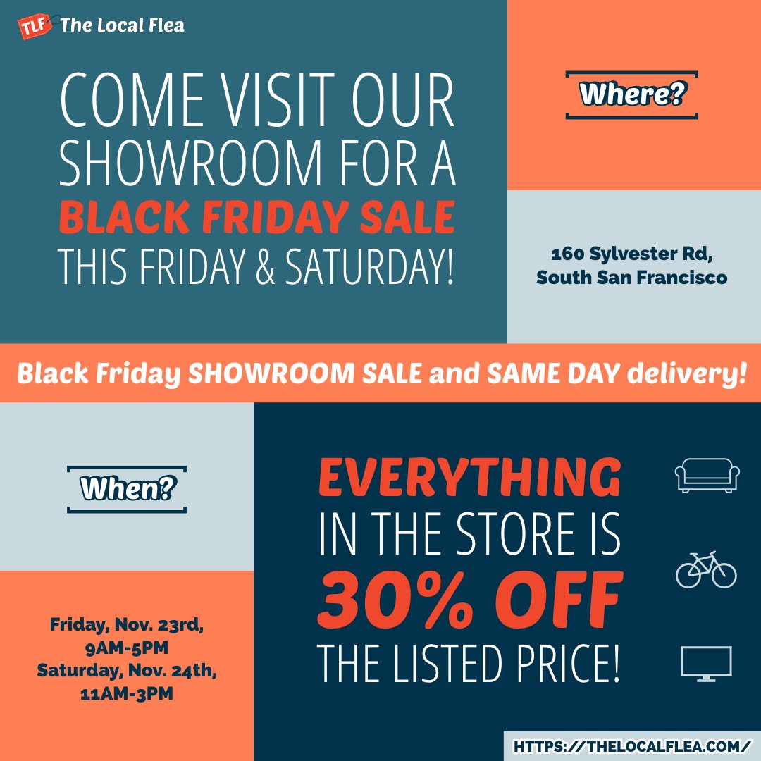 reperch_'s tweet photo. Check out our showroom in South San Francisco this Friday and Saturday for our Black Friday sale! This weekend only we are offering same-day delivery. You can also purchase from our online store https://t.co/xs17lGyJ6R and use code BLACKFRIDAY. 
#blackfriday  #CyberMonday #sale https://t.co/clvB1biGJd