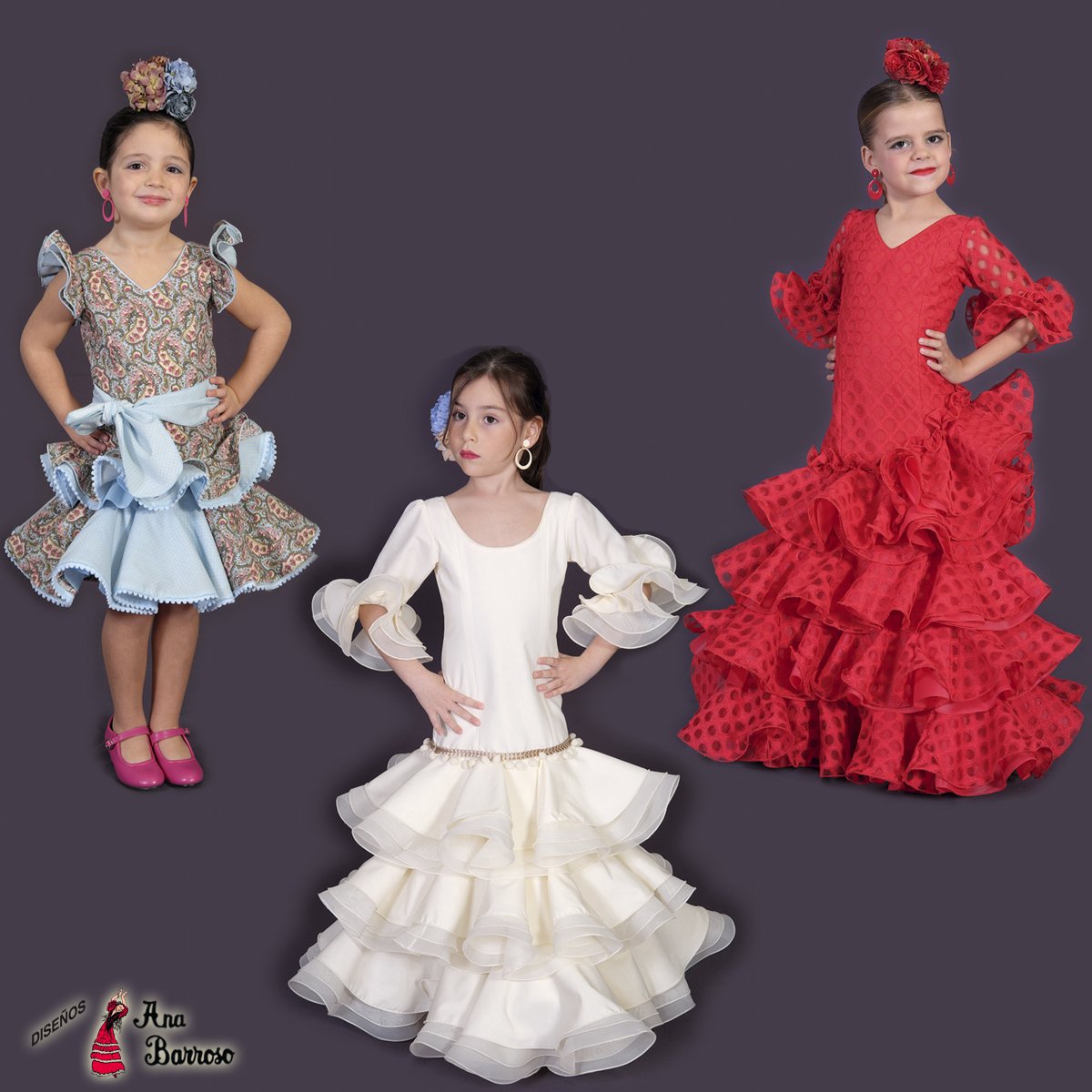 Diseños Ana Barroso on Twitter: "Ayer fue el día internacional de infancia y aprovechamos para que cada una de nuestras colecciones anuales incluye varios modelos de trajes de flamenca para