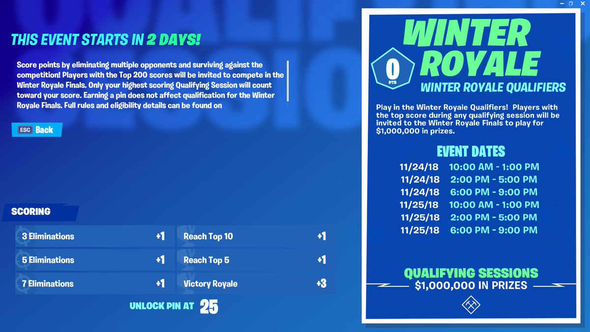 Fortnite News Fortnitemaster Com In Case You Haven T Yet Seen It Here Is The Scoring System For The Upcoming Winter Royale Qualifiers This Weekend