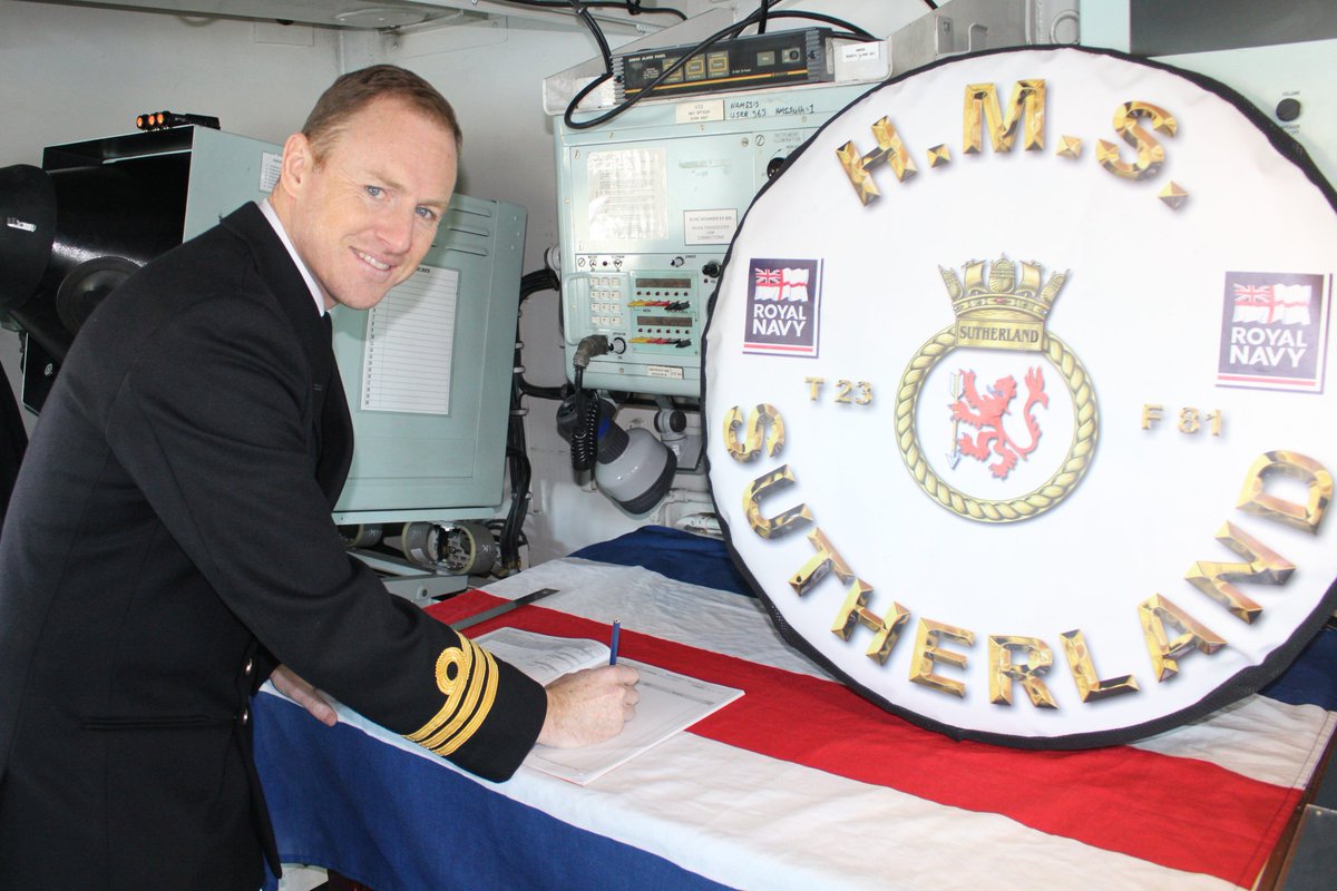 So proud of my husband! RT @HMSSutherland: We welcome onboard Cdr Tom Weaver RN who has taken over Command of the #FightingClan from Cdr Andrew Canale MVO RN.
