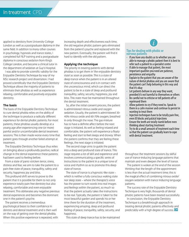 caredentalgroup's tweet image. Dr @DrBasharAlNaher is honoured to be chosen to write an article in the Oral Health Magazine about his successful invention of The Enjoyable Dentistry Technique™️ and treating phobic patients🙏 Thank you @fmcpro ✨