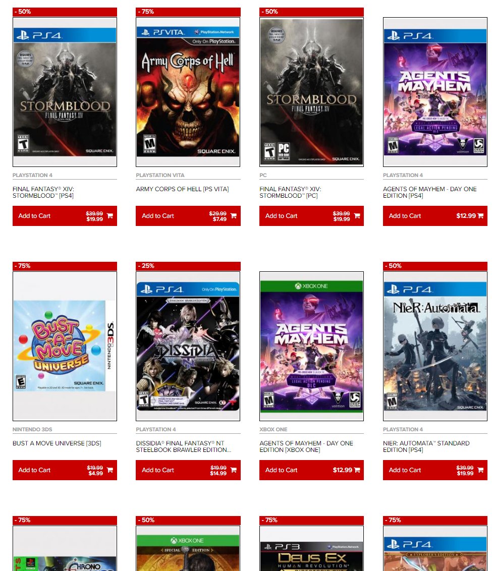 Wario64 on Twitter "Square Enix Store Black Friday sale https//t.co