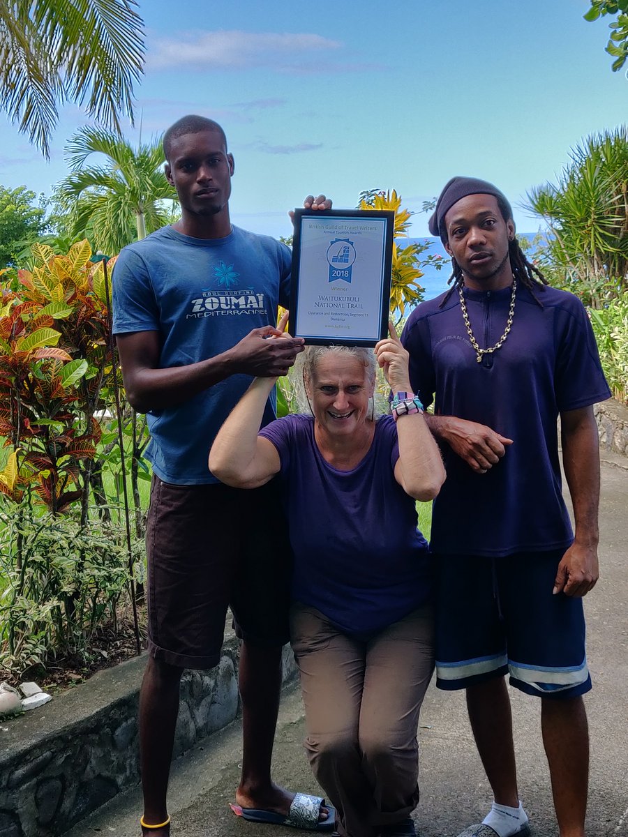 DominicaTree's tweet photo. We are VERY proud of our team especially our Lumberjacks Dyland &amp; Fabian because without them we would be lost. Congratulations on winning the British Guide of Travel Writers 2018 Award #dominica #segment11 #welovewhatwedo https://t.co/xStSCofISk