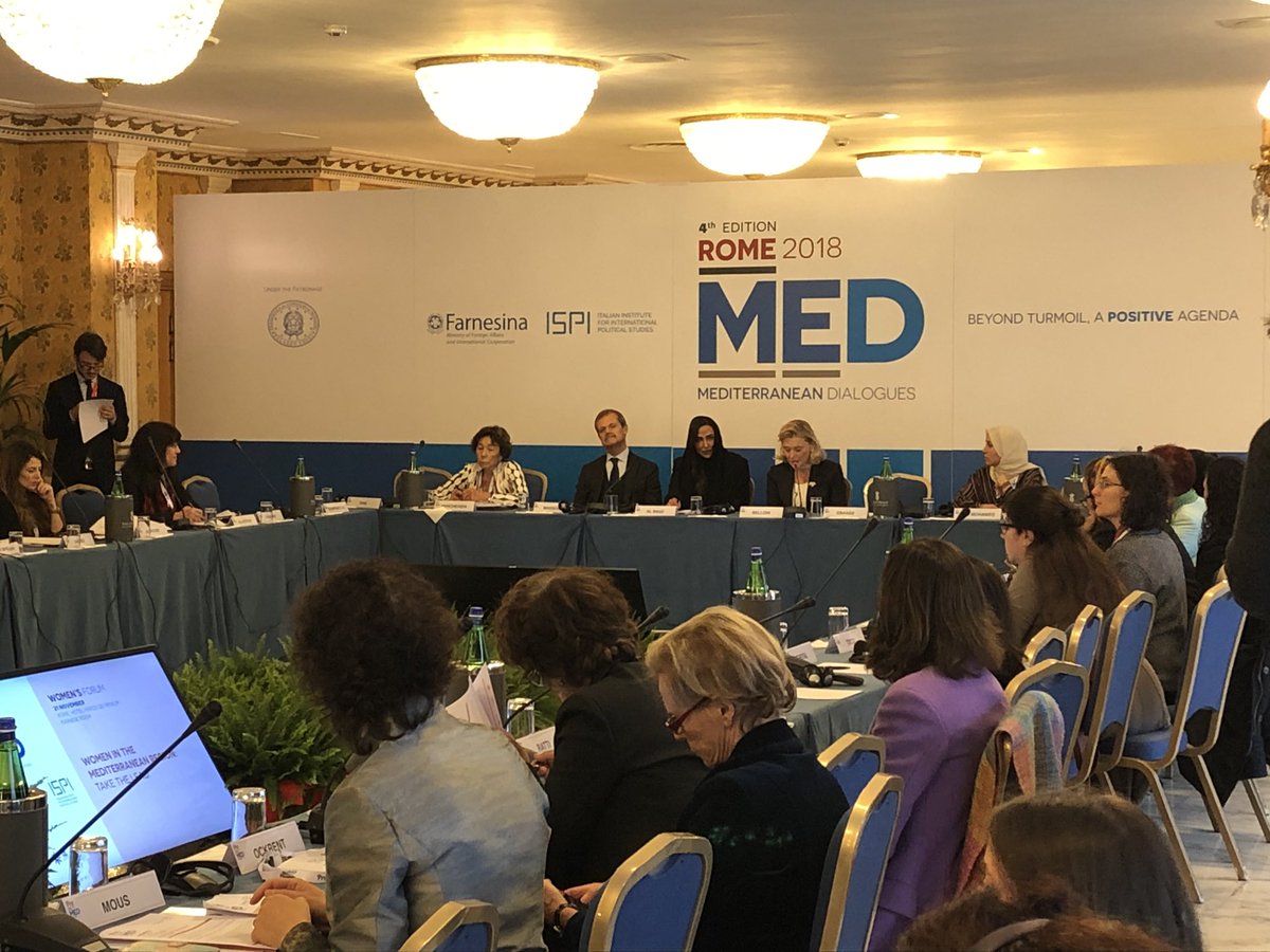ispionline's tweet photo. "#Women in the Mediterranean region: take the lead". In this pre-#MED2018 panel, participants will discuss how to enhance women's participation in the MENA region and improve gender equality. https://t.co/xxhOx4ALkO