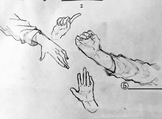 普段の落描きはたいていおてて 