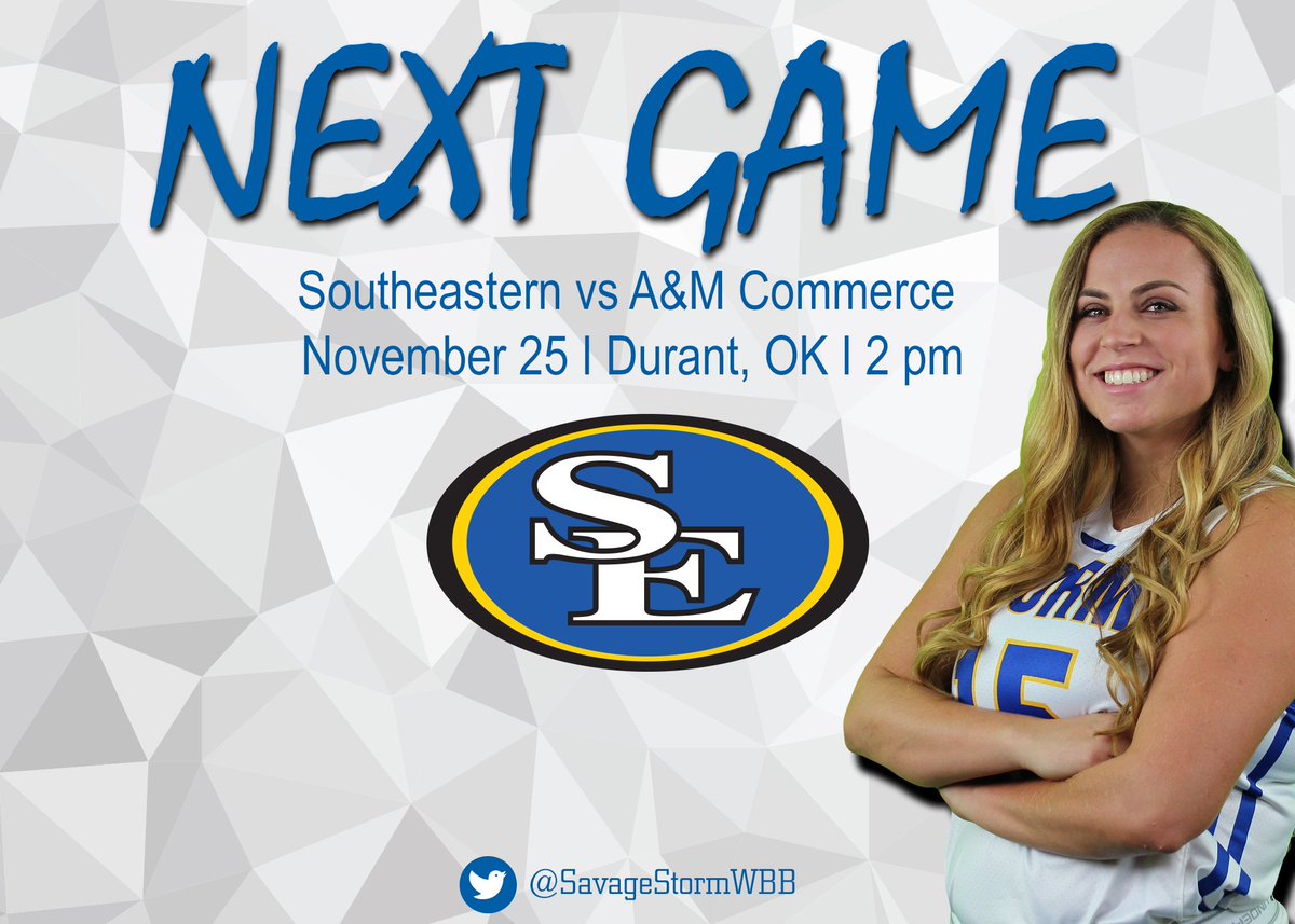 GoSoutheastern's tweet photo. Join us at our next home game when @SavageStormWBB hosts Texas A&M Commerce this Sunday at 2 p.m. #TakeCover #BeatCommerce https://t.co/NVIICk9ikI