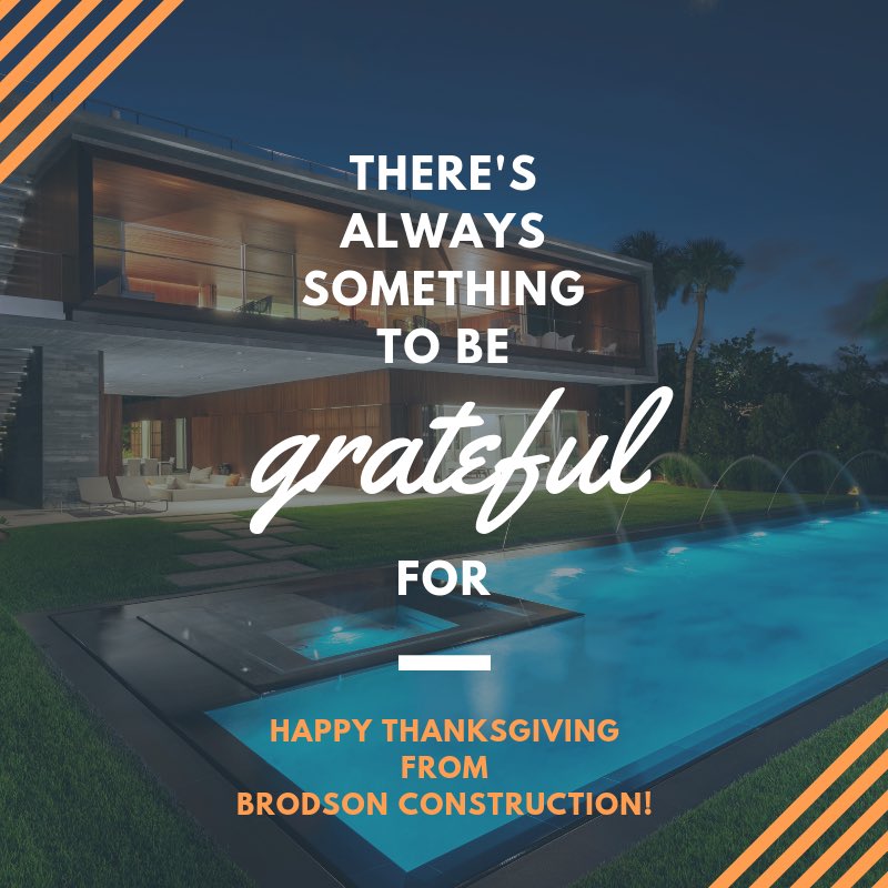 BrodsonCon's tweet photo. We're grateful for the friendships and relationships we've developed over the last 29 years in business.  Happy Thanksgiving from our Brodson Construction family to yours.  #gratitude #givethanks #partnership #family #food #fun #football #turkeyday https://t.co/8Na2RuGpsU